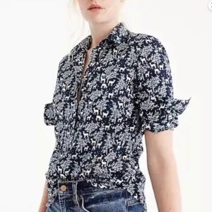 J-Crew Deer Print Button Down Shirt Size 00